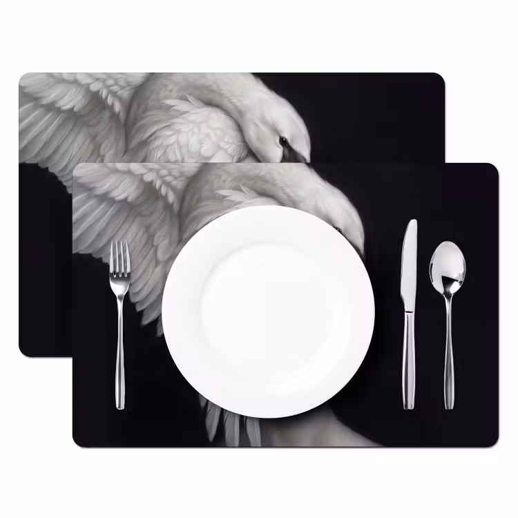 Portret - Zwaan - Zwart - Wit Placemat vinyl groot -zzsfeer2_Kitchenyeah-website