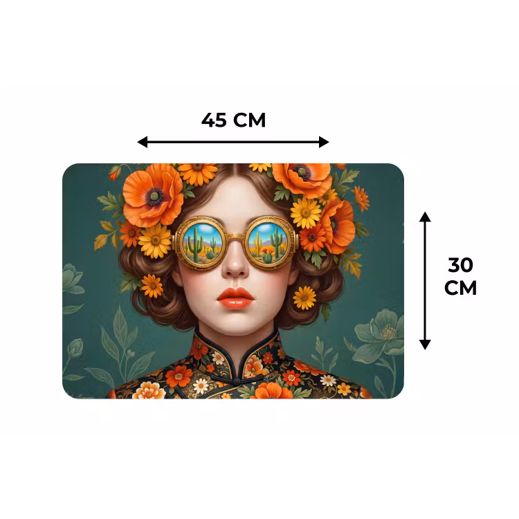 Portret - Vrouw - Kleurrijk - Expressief Placemat vinyl groot -specs