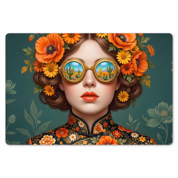 Portret - Vrouw - Kleurrijk - Expressief Placemat vinyl groot -zzsfeer1_Kitchenyeah-website