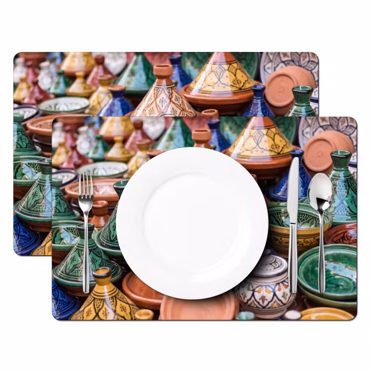 Placemat - 6 pieces - Pottery - Colorful - Pattern - Aardewerk - Kleurrijk - Patroon Placemat vinyl groot