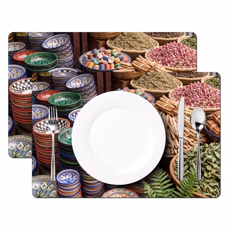 Placemat - 6 pieces - Pottery - Oriental - Colorful - Aardewerk - Oosters - Kleurrijk Placemat vinyl groot