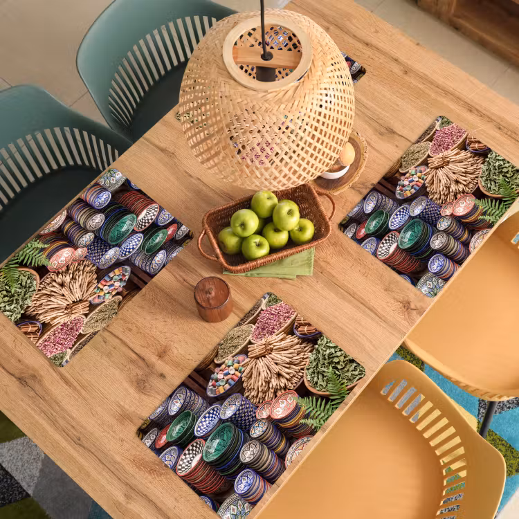 Placemat - 6 pieces - Pottery - Oriental - Colorful - Aardewerk - Oosters - Kleurrijk Placemat vinyl groot