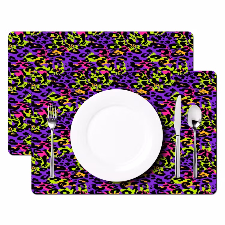 Paars - Neon - Dieren - Panter Placemat vinyl groot 368 -zzsfeer2_Kitchenyeah-website