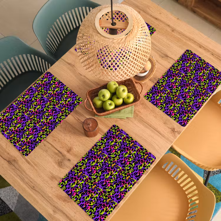 Paars - Neon - Dieren - Panter Placemat vinyl groot 368 -zzsfeer5_Kitchenyeah-website