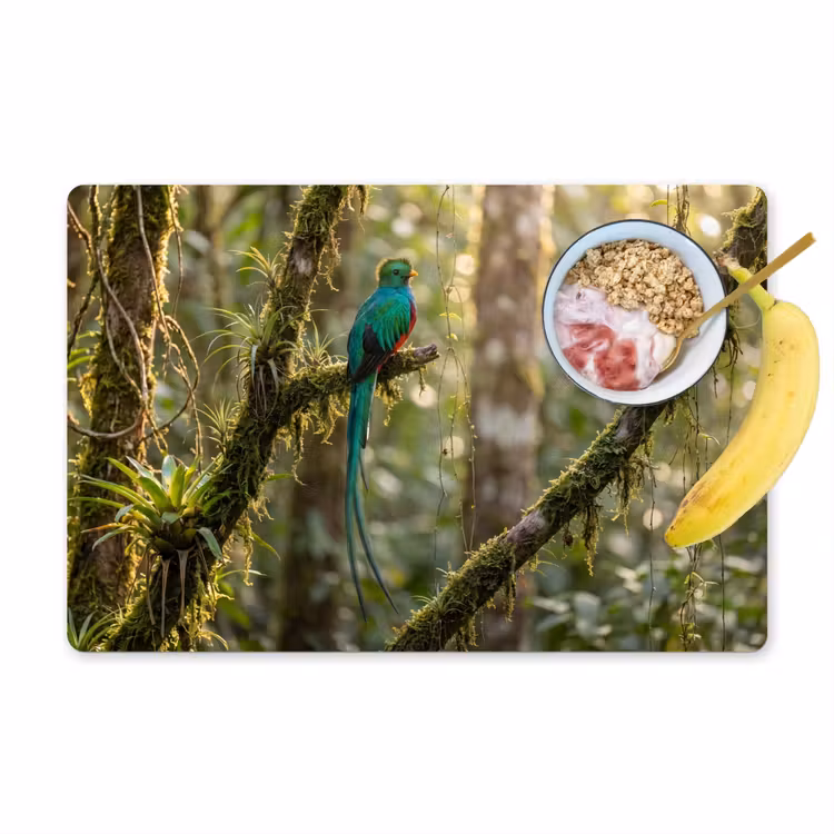 Quetzal - Jungle - Natuur - Groen Placemat vinyl groot -zzzproduct_Kitchenyeah-website