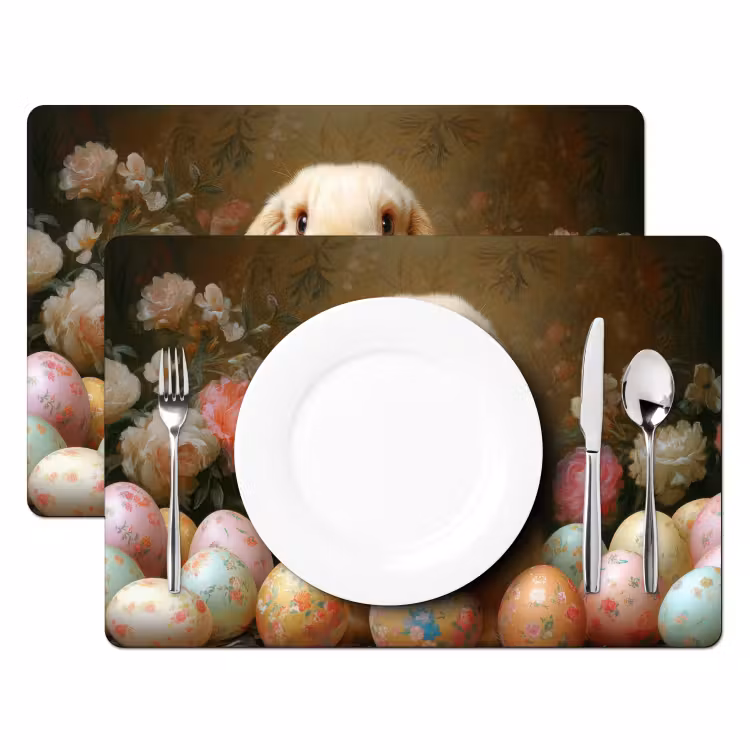 Konijn - Paaseieren - Stilleven Placemat vinyl groot -zzsfeer2_Kitchenyeah-website