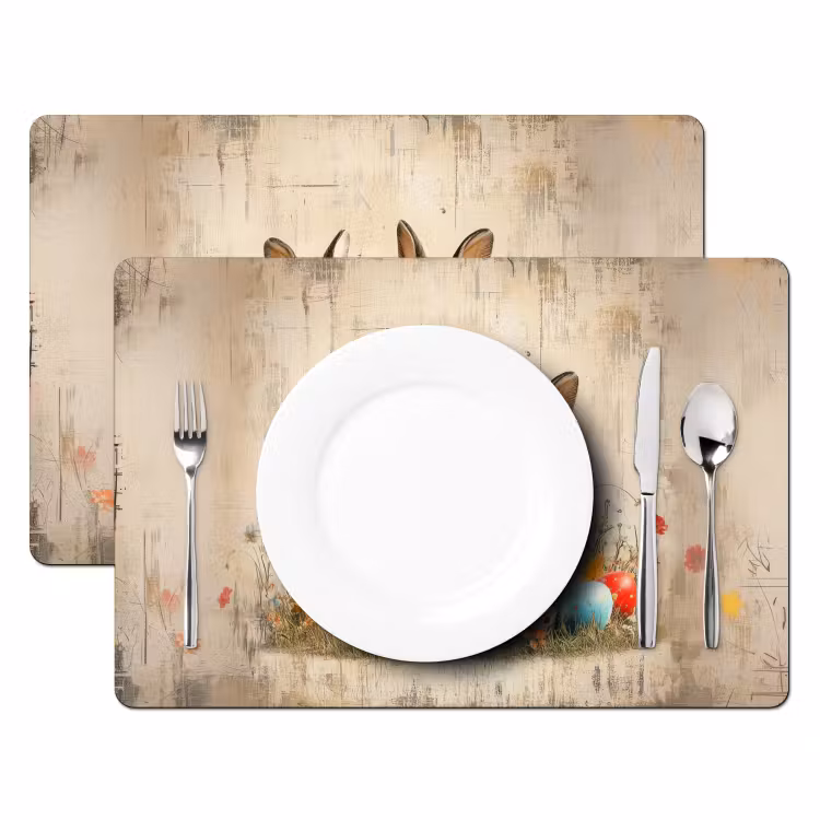 Konijnen - Bloemen - Eieren Placemat vinyl groot -zzsfeer2_Kitchenyeah-website