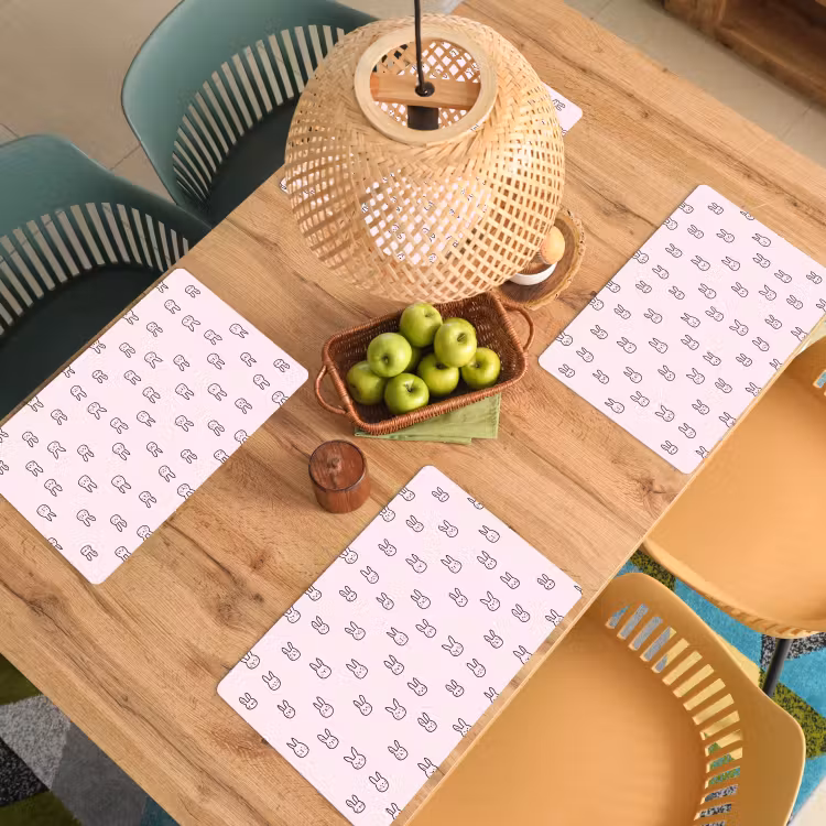 Konijnen - Minimalistisch - Roze Placemat vinyl groot 368 -zzsfeer5_Kitchenyeah-website