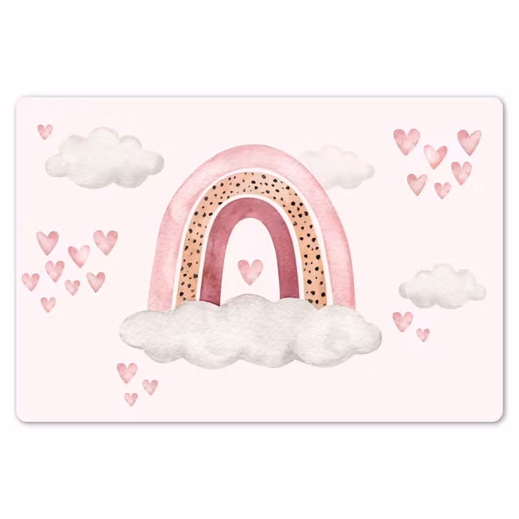 Regenboog - Hartjes - Roze - Watercolor - Meisjes Placemat vinyl groot -zzsfeer1_Kitchenyeah-website