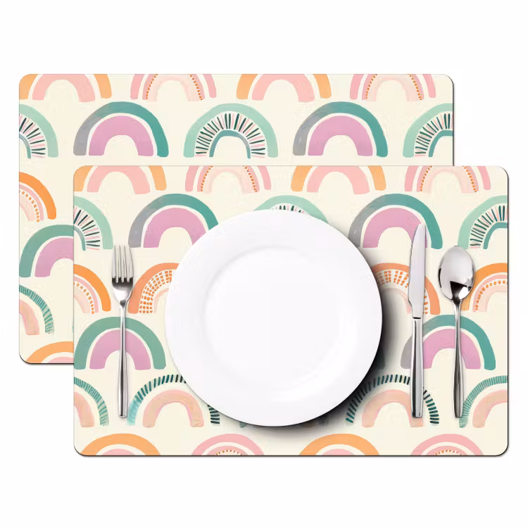 Regenboog - Pastel - Patroon Placemat vinyl groot -zzsfeer2_Kitchenyeah-website