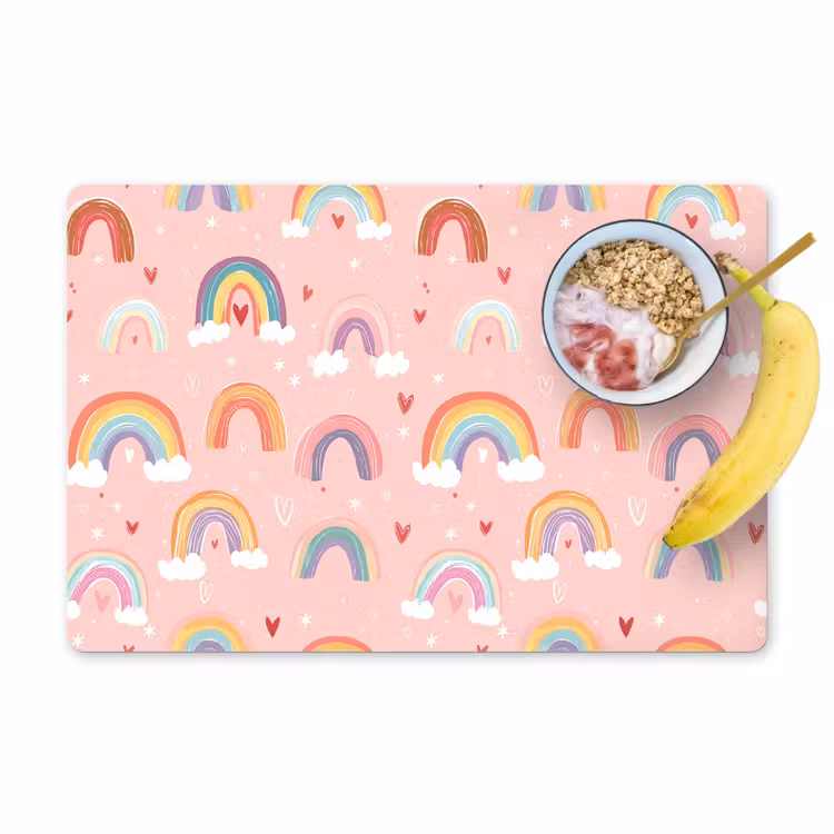 Regenboog - Patroon - Pastel - Handgetekend Placemat vinyl groot -zzzproduct_Kitchenyeah-website