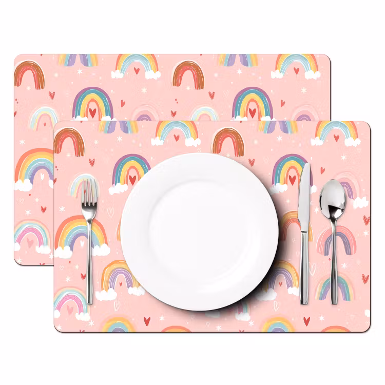 Regenboog - Patroon - Pastel - Handgetekend Placemat vinyl groot -zzsfeer2_Kitchenyeah-website