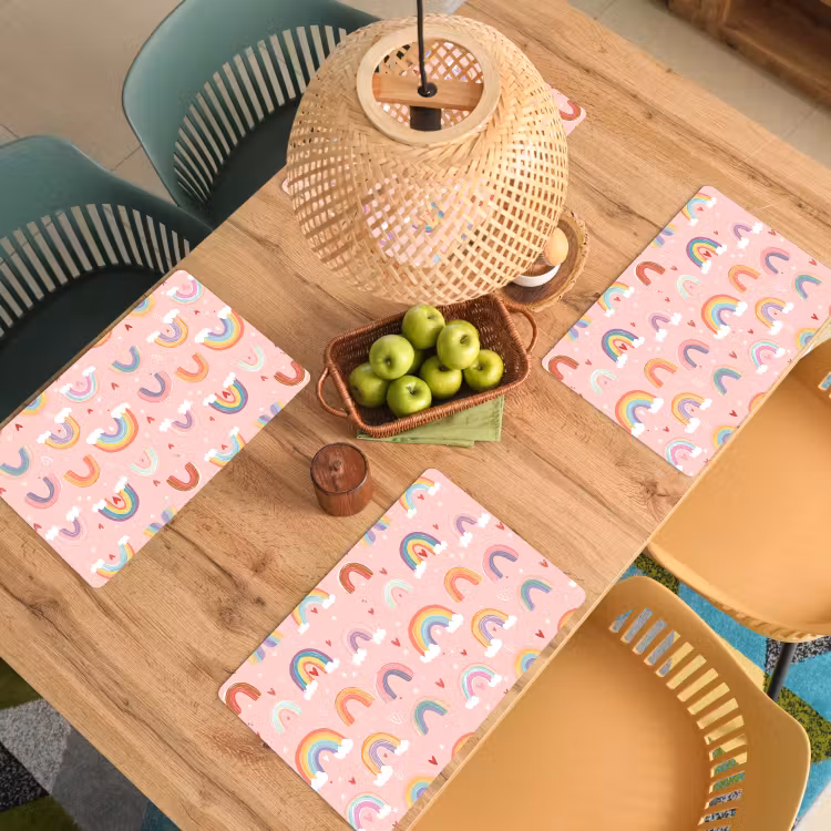 Regenboog - Patroon - Pastel - Handgetekend Placemat vinyl groot -zzsfeer5_Kitchenyeah-website