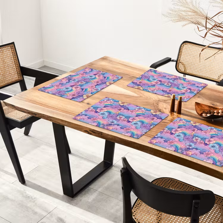 Regenbogen - Bloemen - Kleurrijk - Wolken Placemat vinyl groot -zzsfeer4_Kitchenyeah-website