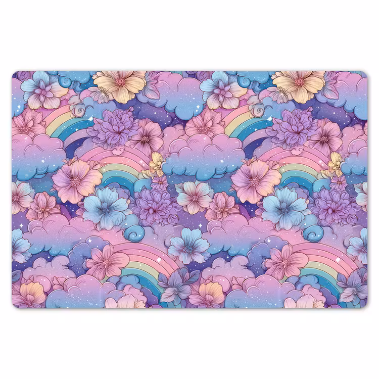 Regenbogen - Bloemen - Kleurrijk - Wolken Placemat vinyl groot -zzsfeer1_Kitchenyeah-website