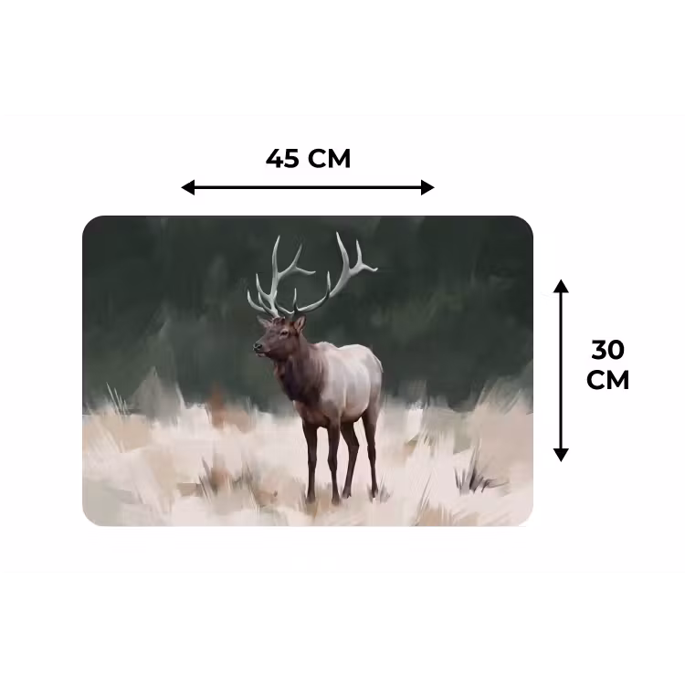 Edelhert - Gewei - Schildering - Rustiek Placemat vinyl groot -specs