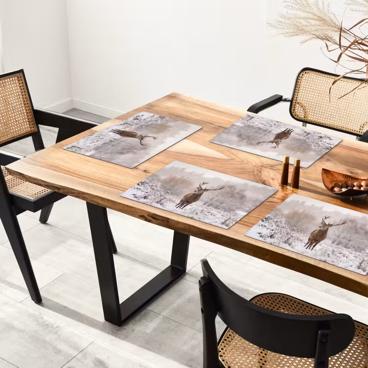 Edelhert - Bos - Sneeuw - Winter - Majestueus Placemat vinyl groot -zzsfeer4_Kitchenyeah-website
