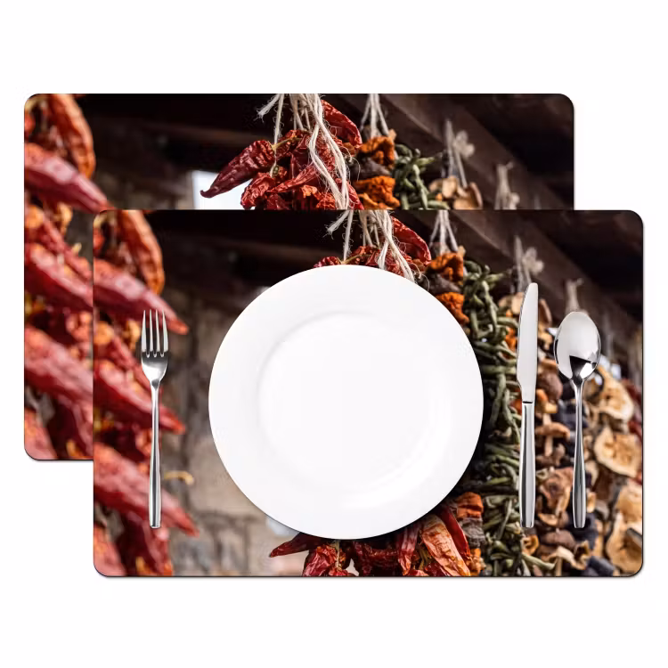 Placemat - 6 pieces - Red Peppers - Food - Rode pepers - Eten Placemat vinyl groot
