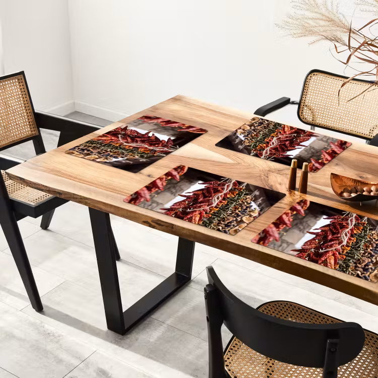 Placemat - 6 pieces - Red Peppers - Food - Rode pepers - Eten Placemat vinyl groot