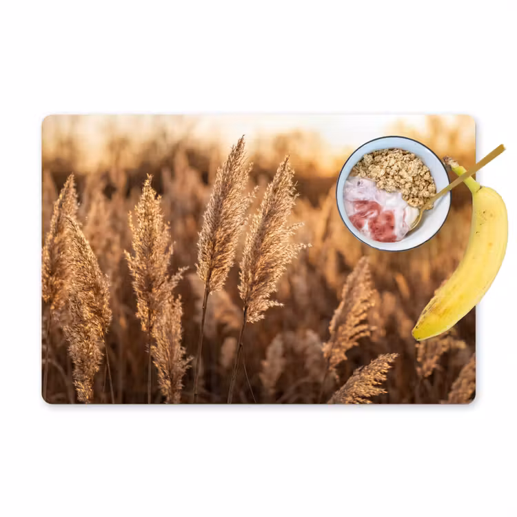 Rietpluimen - Gras - Zonsondergang - Goud - Serene Placemat vinyl groot -zzzproduct_Kitchenyeah-website