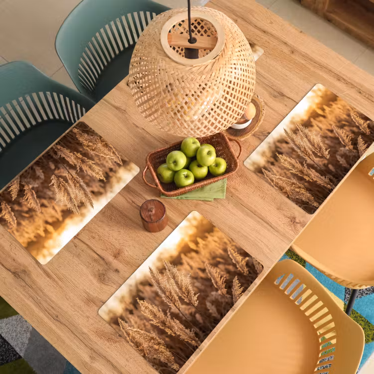 Rietpluimen - Gras - Zonsondergang - Goud - Serene Placemat vinyl groot -zzsfeer5_Kitchenyeah-website