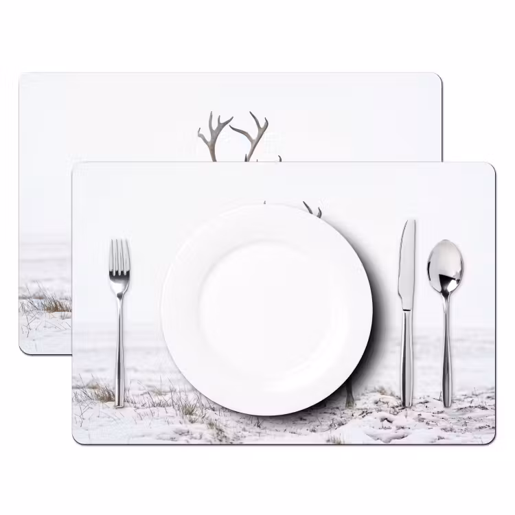 Rendier - Gewei - Sneeuw - Winter Placemat vinyl groot -zzsfeer2_Kitchenyeah-website