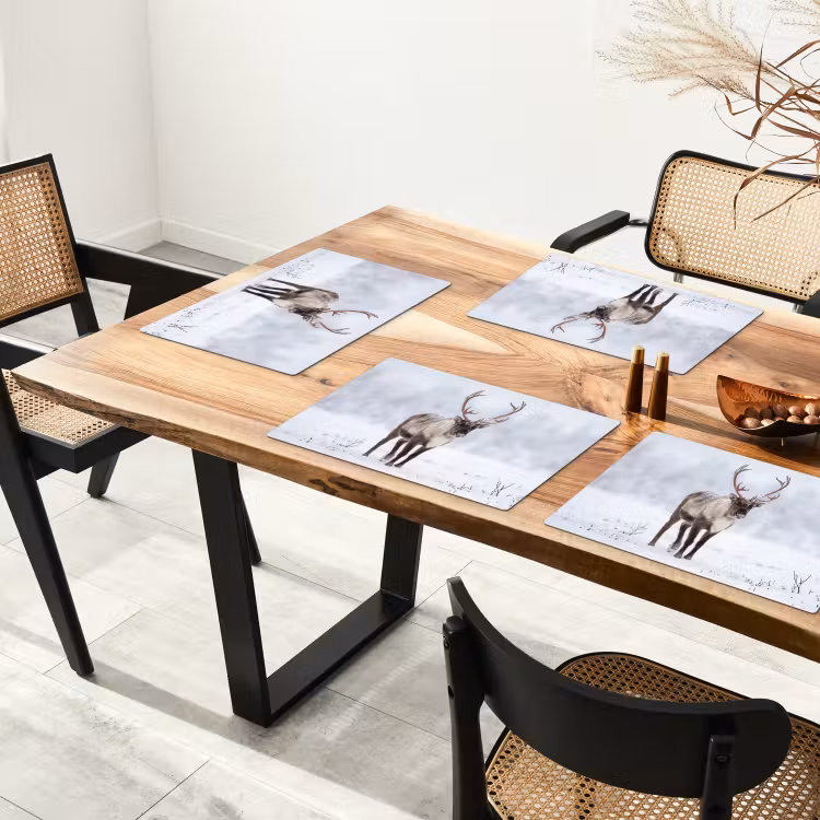 Rendier - Gewei - Toendra - Sneeuw - Wild Placemat vinyl groot -zzsfeer4_Kitchenyeah-website