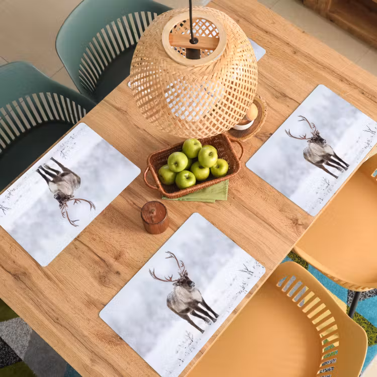 Rendier - Gewei - Toendra - Sneeuw - Wild Placemat vinyl groot -zzsfeer5_Kitchenyeah-website