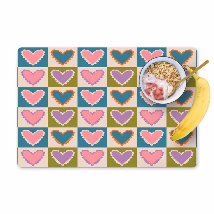 Retro - Kleuren - Patroon - Hartjes Placemat vinyl groot 368 -zzzproduct_Kitchenyeah-website