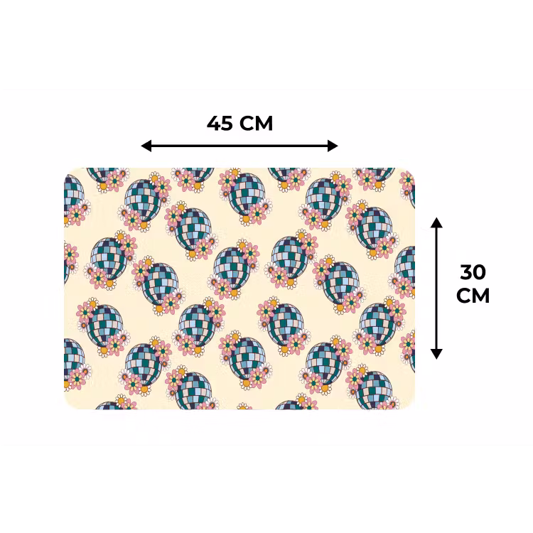 Retro - Disco - Bloemen - Discobal Placemat vinyl groot 368 -specs