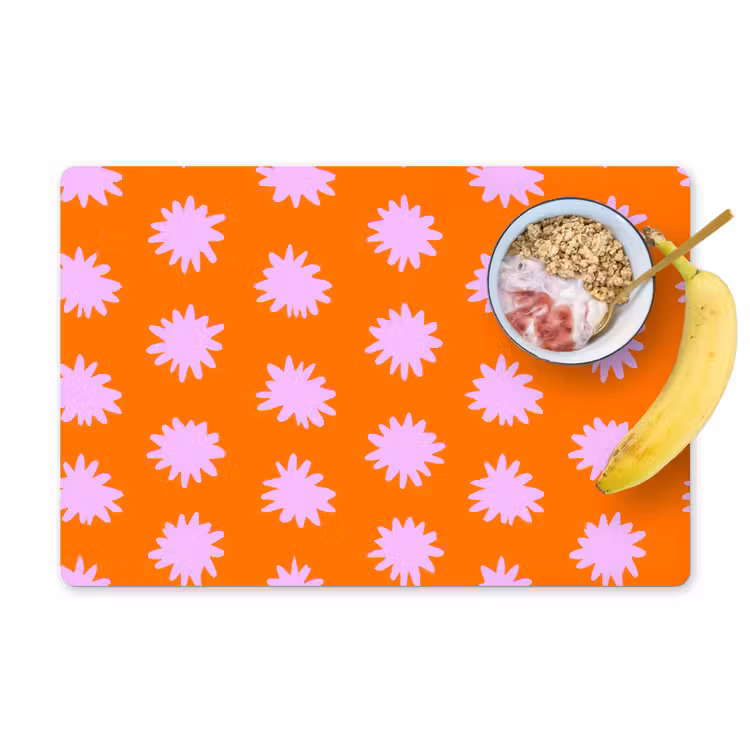 Retro - Bloemen - Oranje Placemat vinyl groot 368 -zzzproduct_Kitchenyeah-website