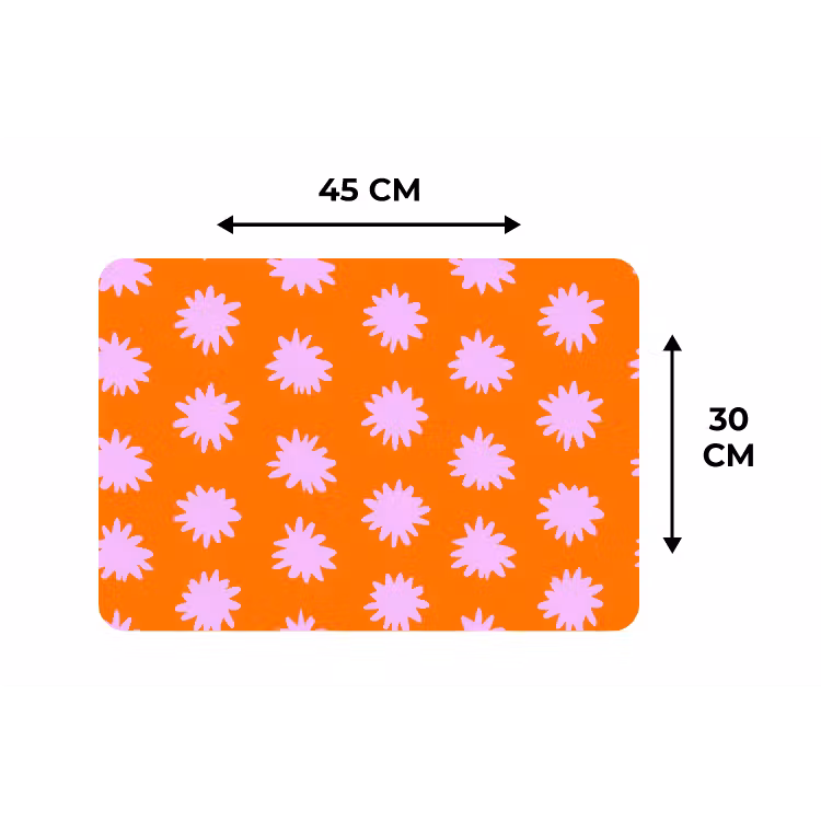 Retro - Bloemen - Oranje Placemat vinyl groot 368 -specs