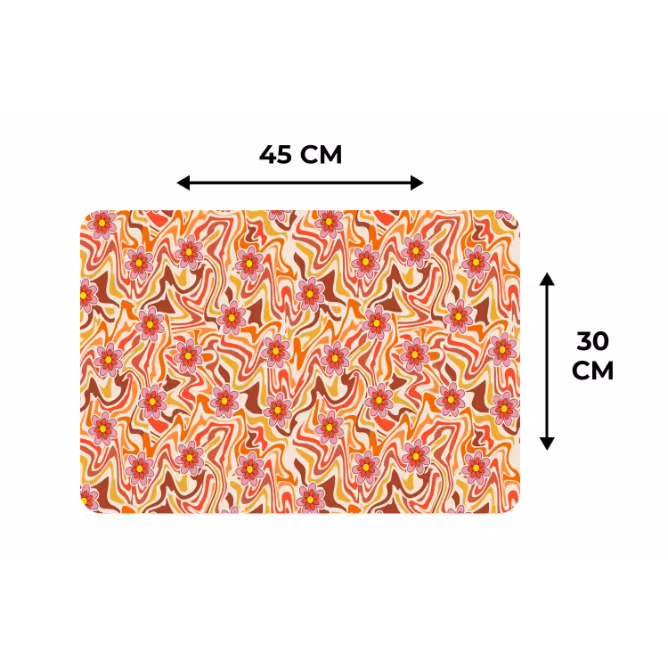 Retro - Bloemen - Patroon Placemat vinyl groot 368 -specs