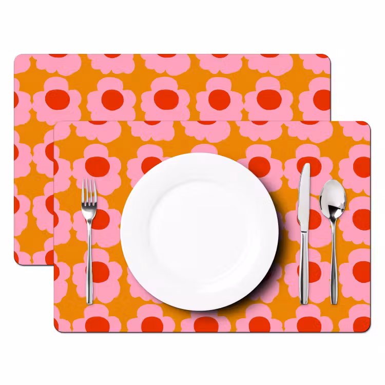 Retro - Bloemen - Roze Placemat vinyl groot 368 -zzsfeer2_Kitchenyeah-website