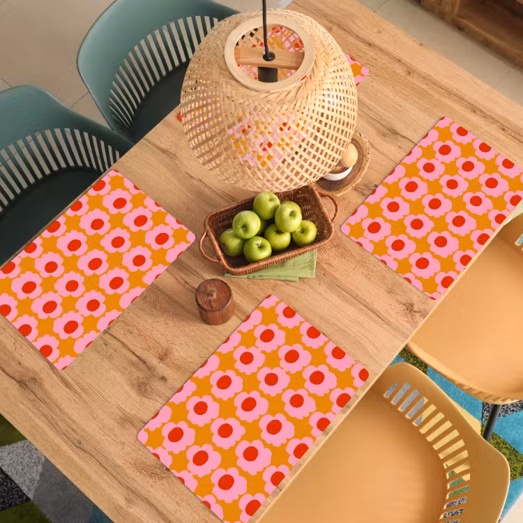 Retro - Bloemen - Roze Placemat vinyl groot 368 -zzsfeer5_Kitchenyeah-website