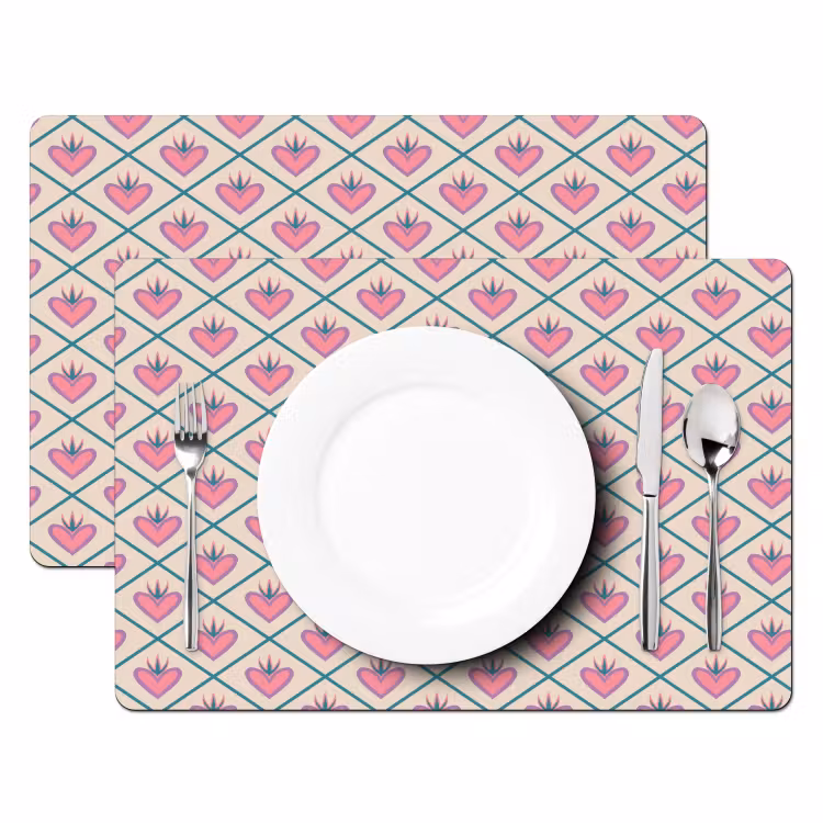 Retro - Ruit - Hartjes - Patroon Placemat vinyl groot 368 -zzsfeer2_Kitchenyeah-website