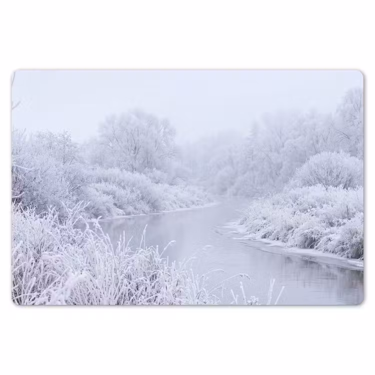 Rivier - Sneeuw - Bos - Winter - Schilderachtig Placemat vinyl groot -zzsfeer1_Kitchenyeah-website