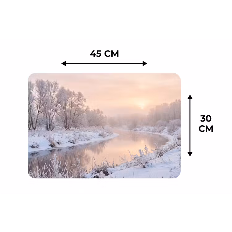 Rivier - Winter - Landschap - Sneeuw - Zonsopgang Placemat vinyl groot -specs