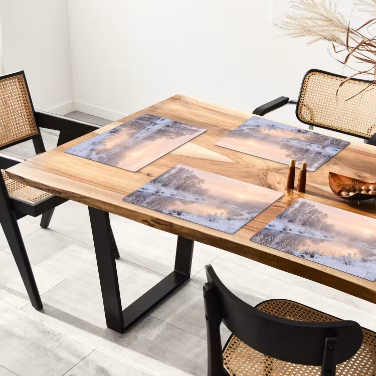 Rivier - Winter - Landschap - Sneeuw - Zonsopgang Placemat vinyl groot -zzsfeer4_Kitchenyeah-website