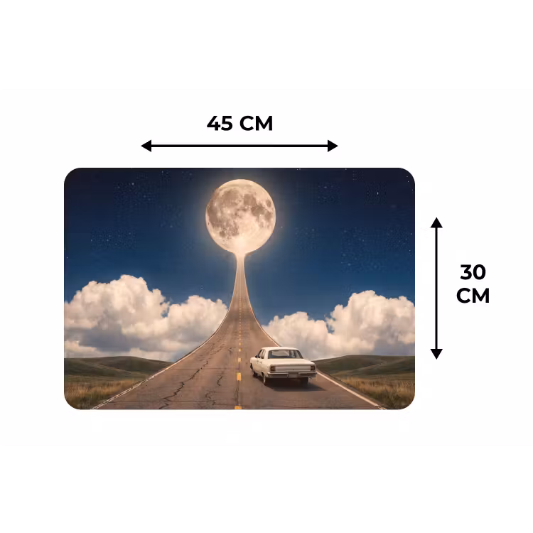 Placemat - 6 pieces - Road - Moon - Night - Weg - Maan - Nacht Placemat vinyl groot