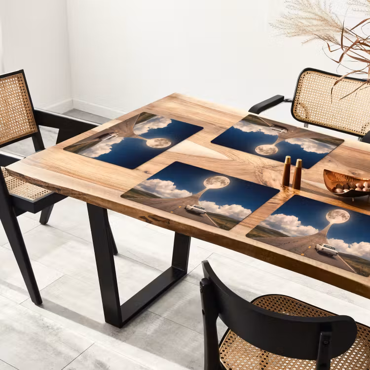 Placemat - 6 pieces - Road - Moon - Night - Weg - Maan - Nacht Placemat vinyl groot
