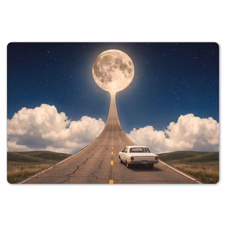 Placemat - 6 pieces - Road - Moon - Night - Weg - Maan - Nacht Placemat vinyl groot