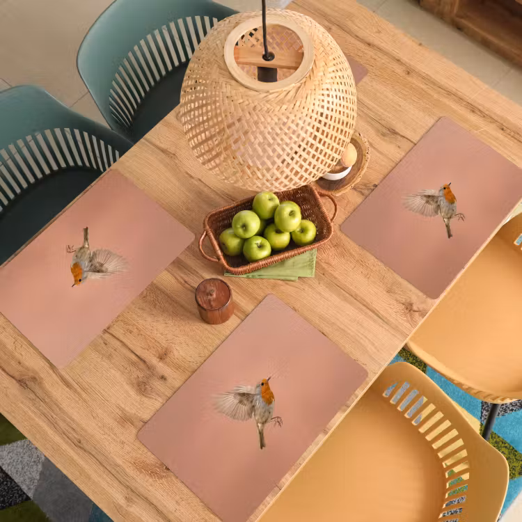 Roodborst - Natuur - Roze Placemat vinyl groot -zzsfeer5_Kitchenyeah-website