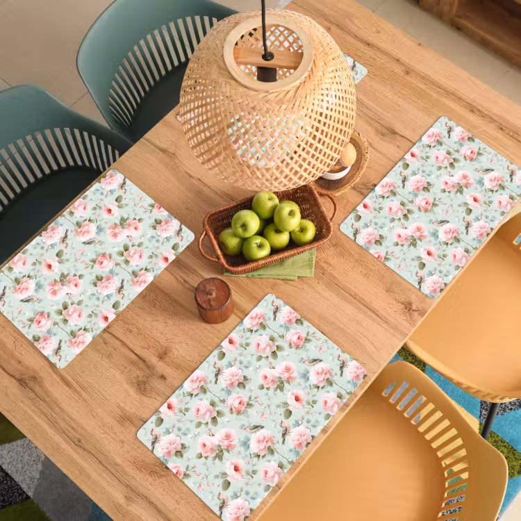 Rozen - Vogels - Pastel - Kleurrijk Placemat vinyl groot 368 -zzsfeer5_Kitchenyeah-website