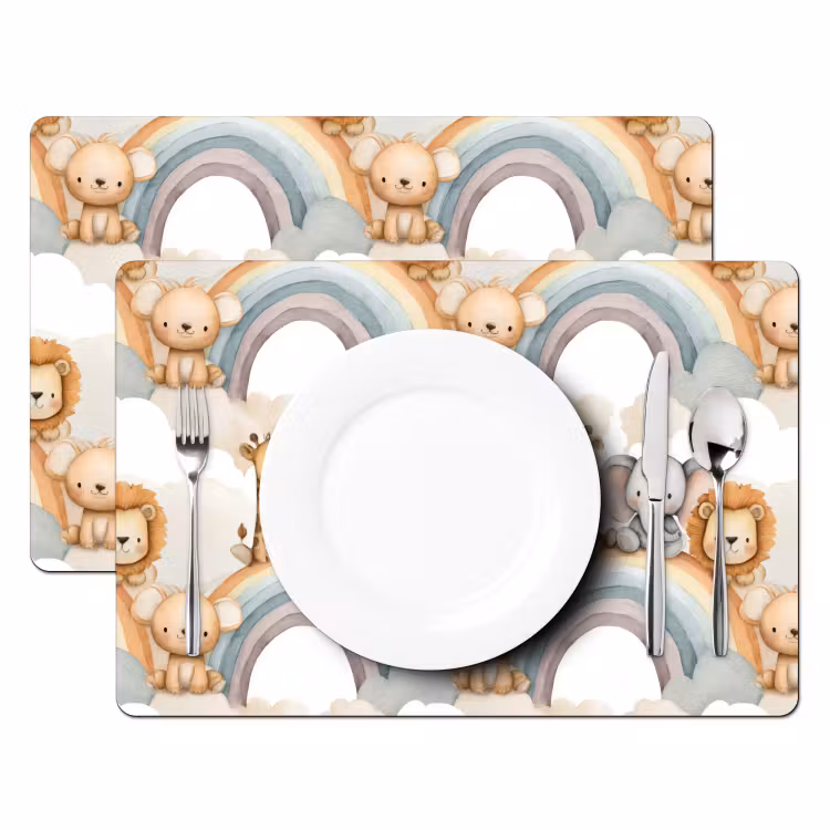 Safari - Regenboog - Kleurrijk Placemat vinyl groot 368 -zzsfeer2_Kitchenyeah-website