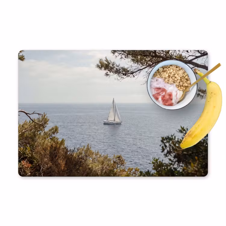Placemat - 6 pieces - Sailboat - trees - water - Zeilboot - bomen - water Placemat vinyl groot