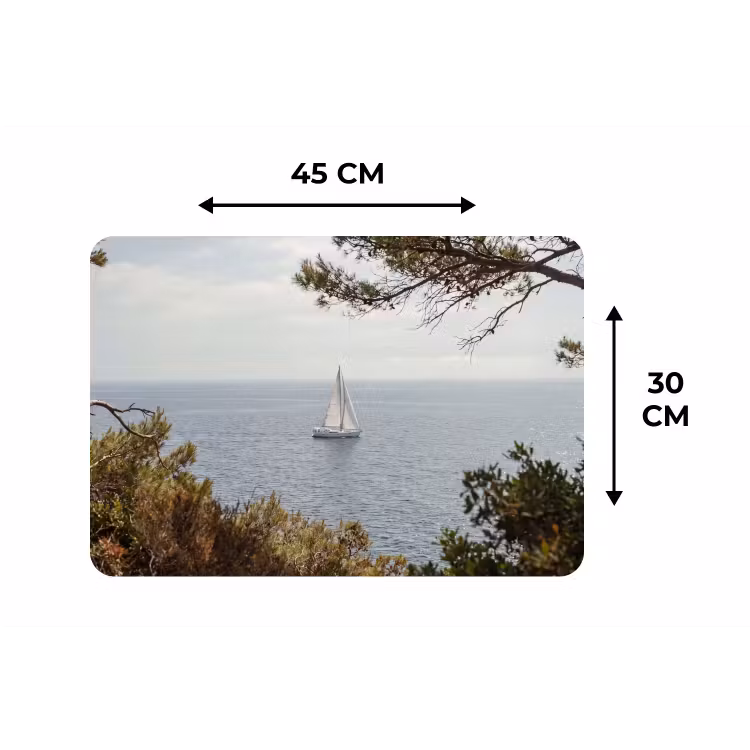 Placemat - 6 pieces - Sailboat - trees - water - Zeilboot - bomen - water Placemat vinyl groot