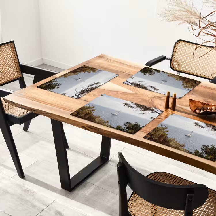 Placemat - 6 pieces - Sailboat - trees - water - Zeilboot - bomen - water Placemat vinyl groot
