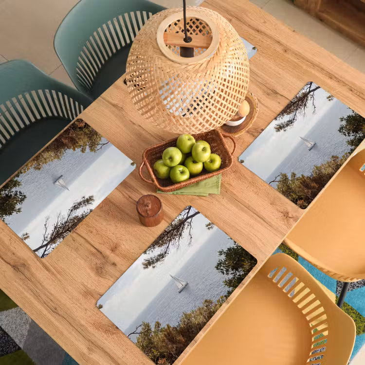 Placemat - 6 pieces - Sailboat - trees - water - Zeilboot - bomen - water Placemat vinyl groot