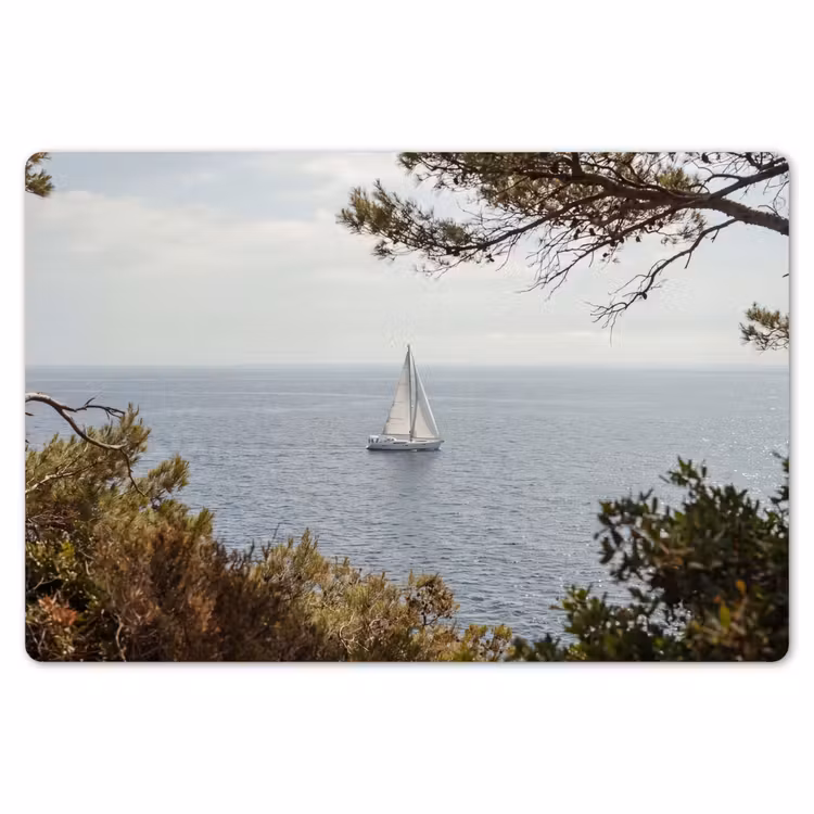 Placemat - 6 pieces - Sailboat - trees - water - Zeilboot - bomen - water Placemat vinyl groot